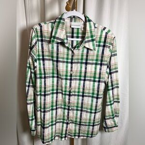 Alfred Dunner Multicolor Plaid Button Up Shirt